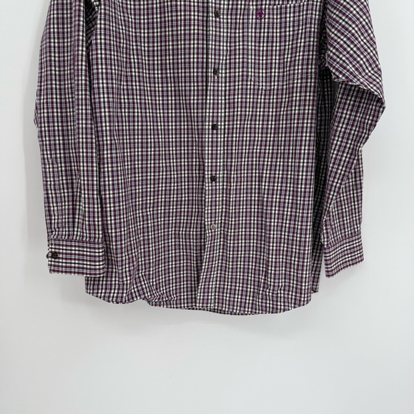 ARIAT Pro Series Mens Shirt purple Plaid Long Sleeve Button Down Size Large - Picture 3 of 10